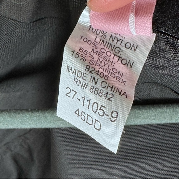 Full Figure Women’s Bra 46DD Black Lace Mesh Wireless Posture Support 2 Row Hook - Picture 5 of 11